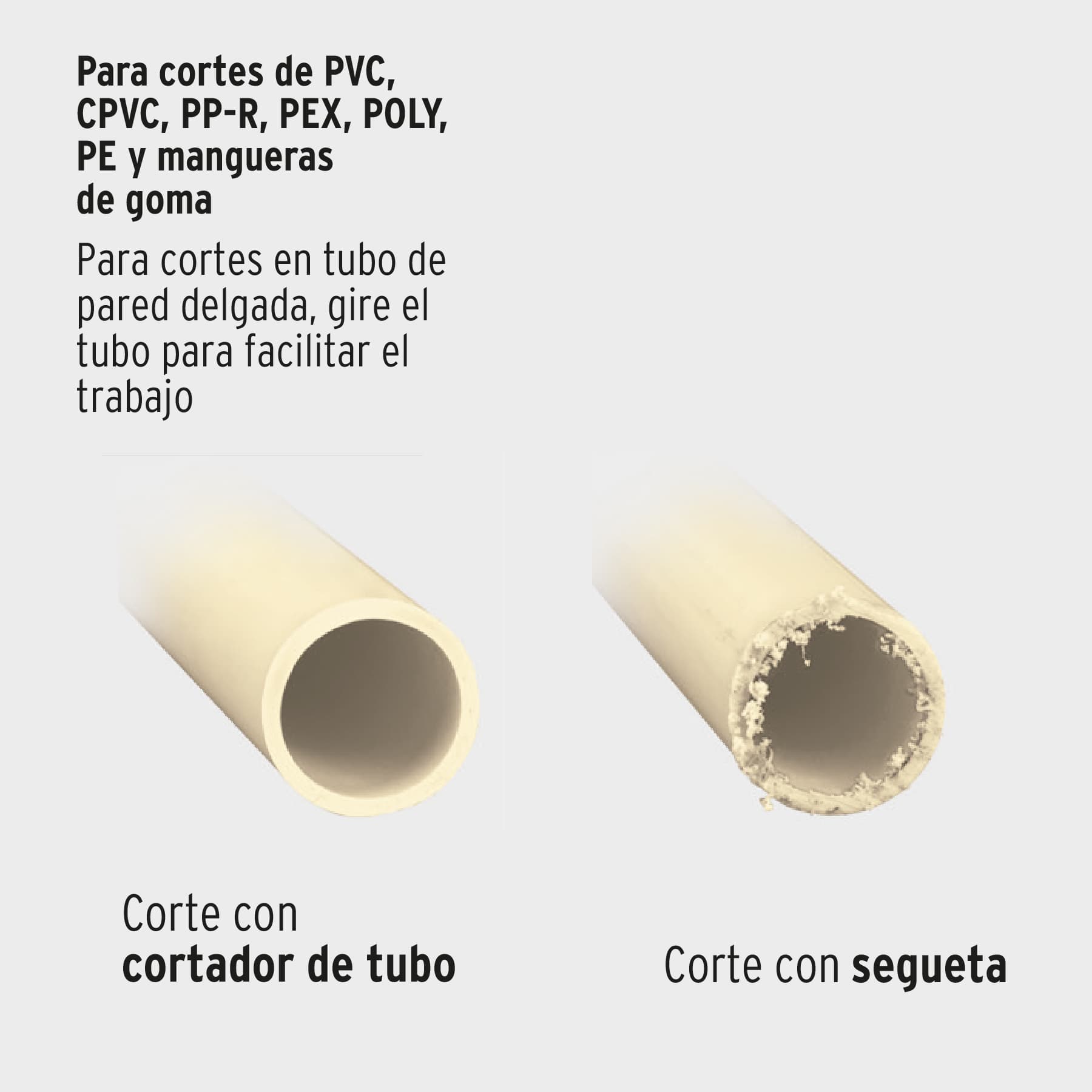 Cortador de tubo plástico, corte 1-5/8"