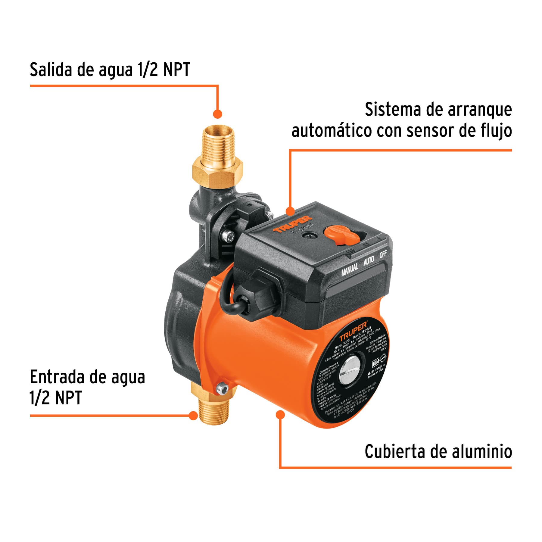 Bomba presurizadora 1/6 HP, TRUPER